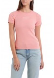 GUESS JEANS SL CN EMBRO SLIM RIB TEE ΜΠΛΟΥΖΑ ΓΥΝΑΙΚΕΙΑ PINK
