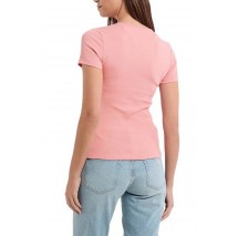 GUESS JEANS SL CN EMBRO SLIM RIB TEE ΜΠΛΟΥΖΑ ΓΥΝΑΙΚΕΙΑ PINK