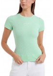 GUESS JEANS SL CN EMBRO SLIM RIB TEE ΜΠΛΟΥΖΑ ΓΥΝΑΙΚΕΙΑ MINT