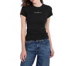 GUESS JEANS SL CN EMBRO SLIM RIB TEE ΜΠΛΟΥΖΑ ΓΥΝΑΙΚΕΙΑ BLACK