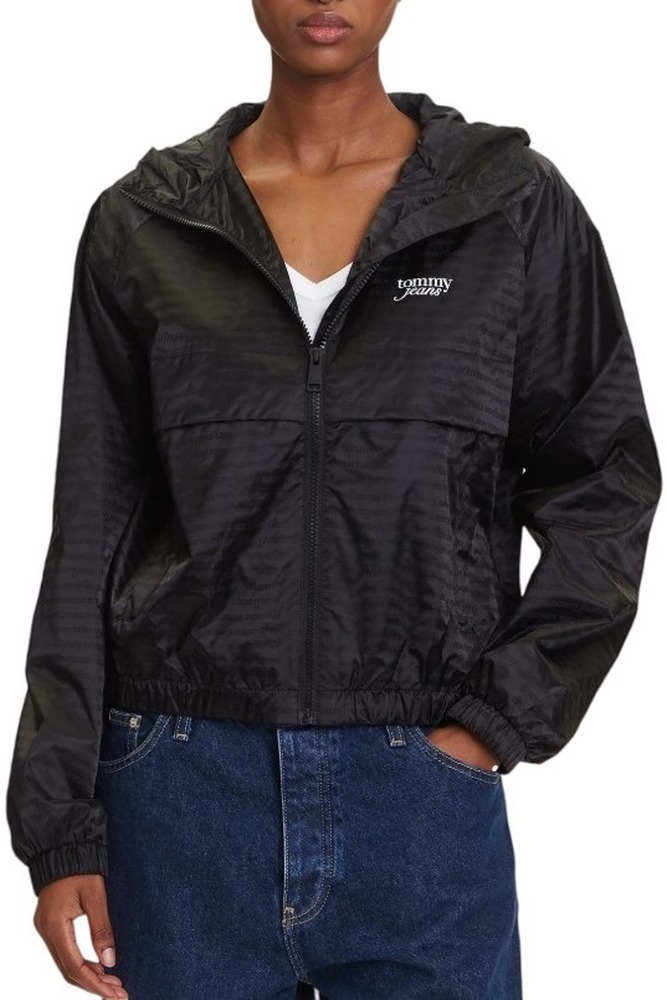 TOMMY JEANS JACQUARD WINDERBREAKER ΜΠΟΥΦΑΝ ΓΥΝΑΙΚΕΙΟ BLACK