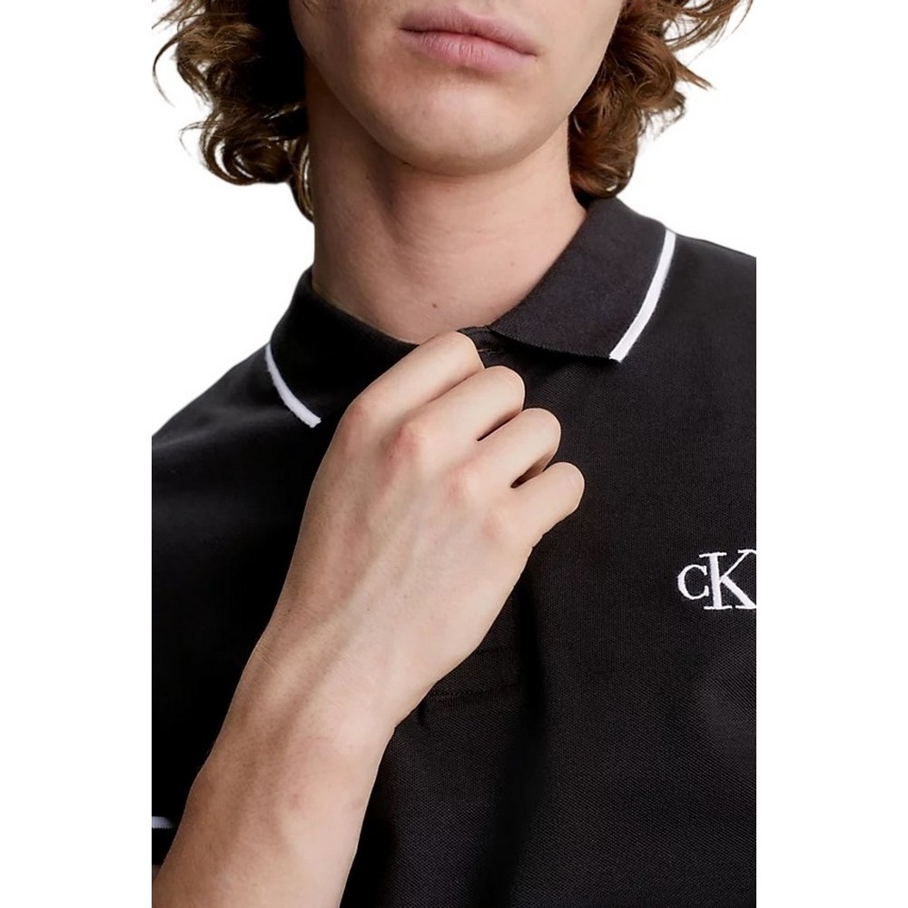 CALVIN KLEIN JEANS TIPPING SLIM POLO ΜΠΛΟΥΖΑ ΑΝΔΡΙΚΗ BLACK