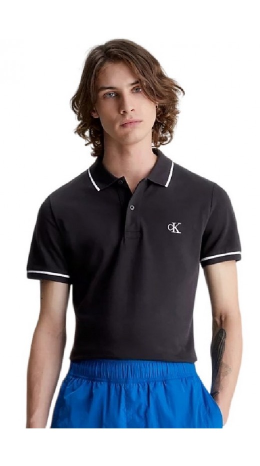CALVIN KLEIN JEANS TIPPING SLIM POLO ΜΠΛΟΥΖΑ ΑΝΔΡΙΚΗ BLACK