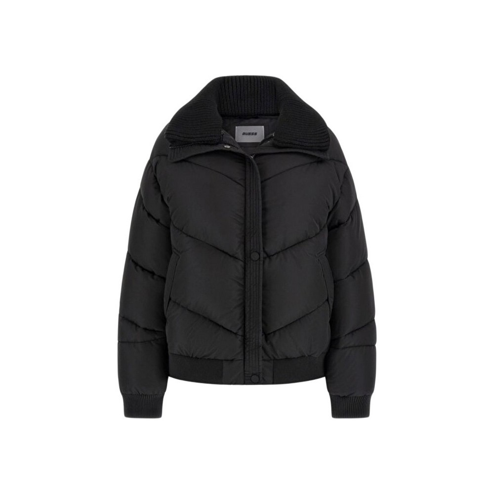 GUESS DORA DETACHABLE KNIT-COLLAR PU ΜΠΟΥΦΑΝ ΓΥΝΑΙΚΕΙΟ BLACK