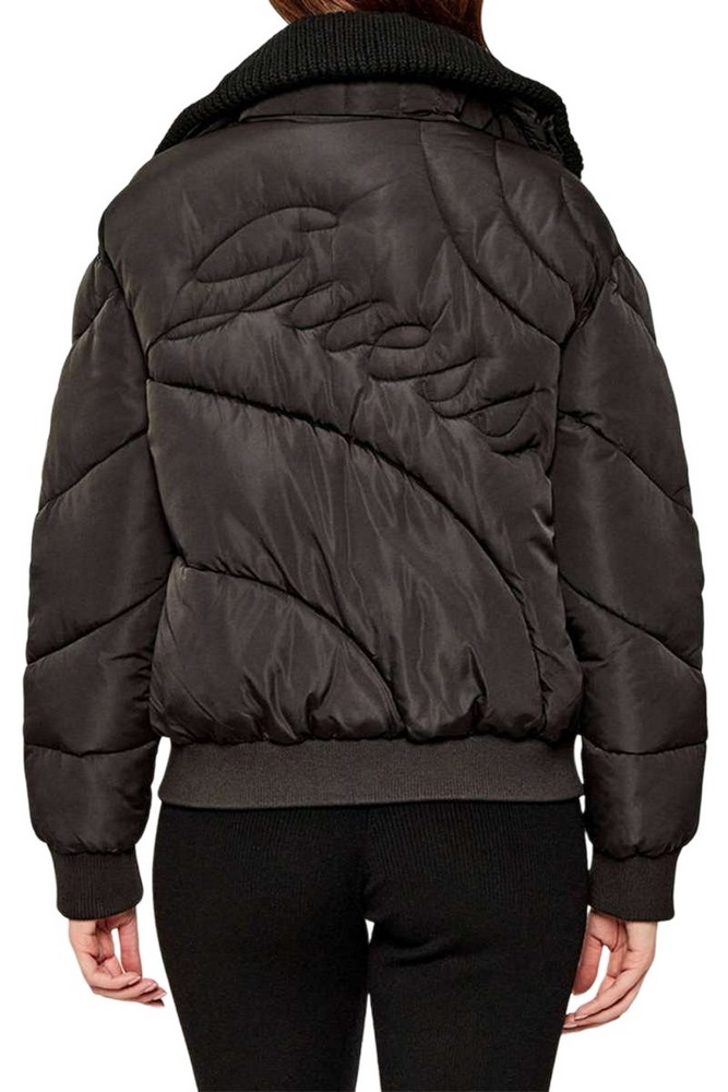 GUESS DORA DETACHABLE KNIT-COLLAR PU ΜΠΟΥΦΑΝ ΓΥΝΑΙΚΕΙΟ BLACK