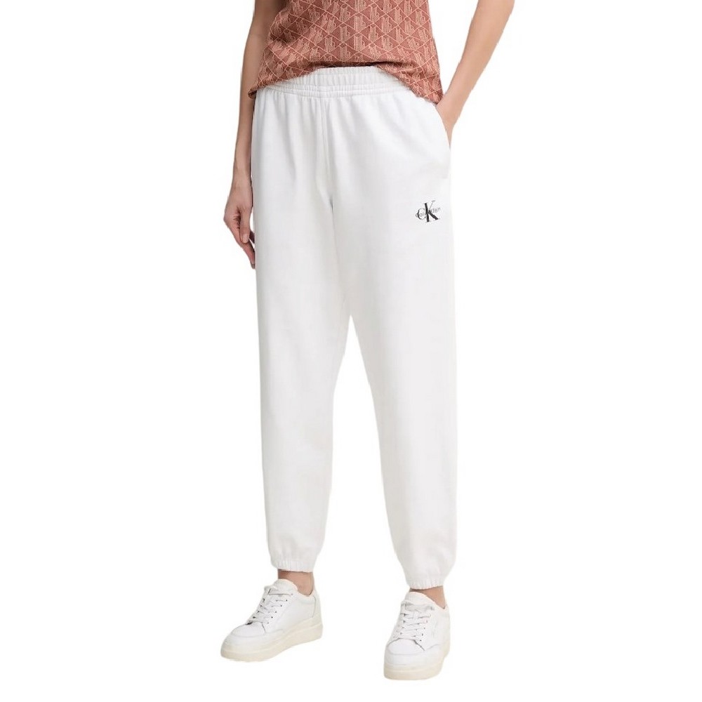 CALVIN KLEIN JEANS MONOLOGO FRENCH TERRY JOGGER ΦΟΡΜΑ ΠΑΝΤΕΛΟΝΙ ΓΥΝΑΙΚΕΙΟ WHITE