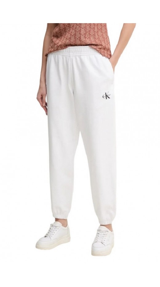 CALVIN KLEIN JEANS MONOLOGO FRENCH TERRY JOGGER ΦΟΡΜΑ ΠΑΝΤΕΛΟΝΙ ΓΥΝΑΙΚΕΙΟ WHITE