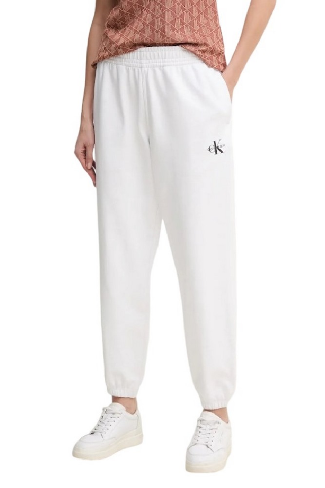 CALVIN KLEIN JEANS MONOLOGO FRENCH TERRY JOGGER ΦΟΡΜΑ ΠΑΝΤΕΛΟΝΙ ΓΥΝΑΙΚΕΙΟ WHITE