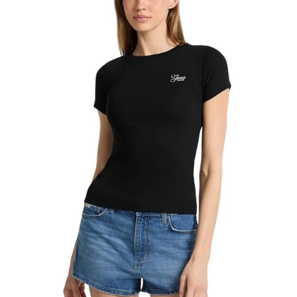 GUESS JEANS  CN EMBRO SLIM ΜΠΛΟΥΖΑ ΓΥΝΑΙΚΕΙΑ BLACK