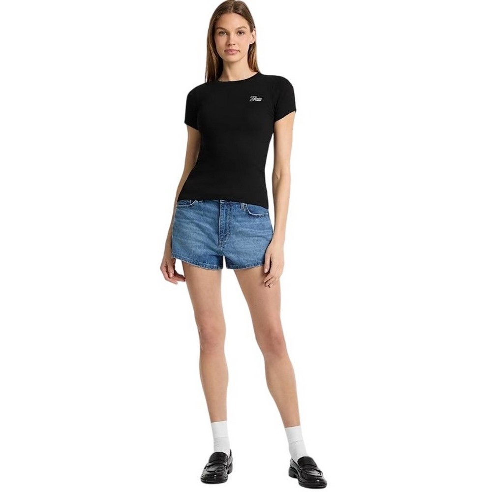 GUESS JEANS  CN EMBRO SLIM ΜΠΛΟΥΖΑ ΓΥΝΑΙΚΕΙΑ BLACK
