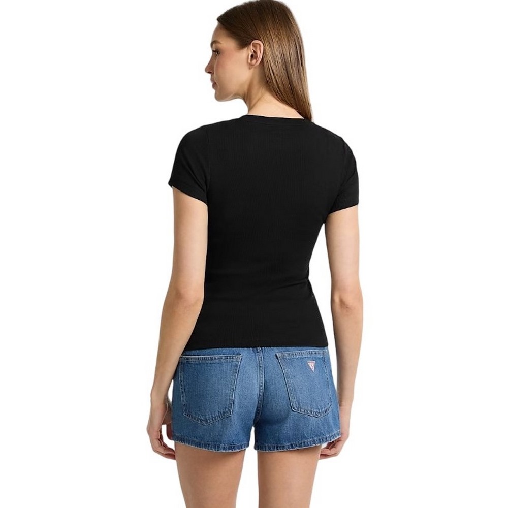 GUESS JEANS  CN EMBRO SLIM ΜΠΛΟΥΖΑ ΓΥΝΑΙΚΕΙΑ BLACK