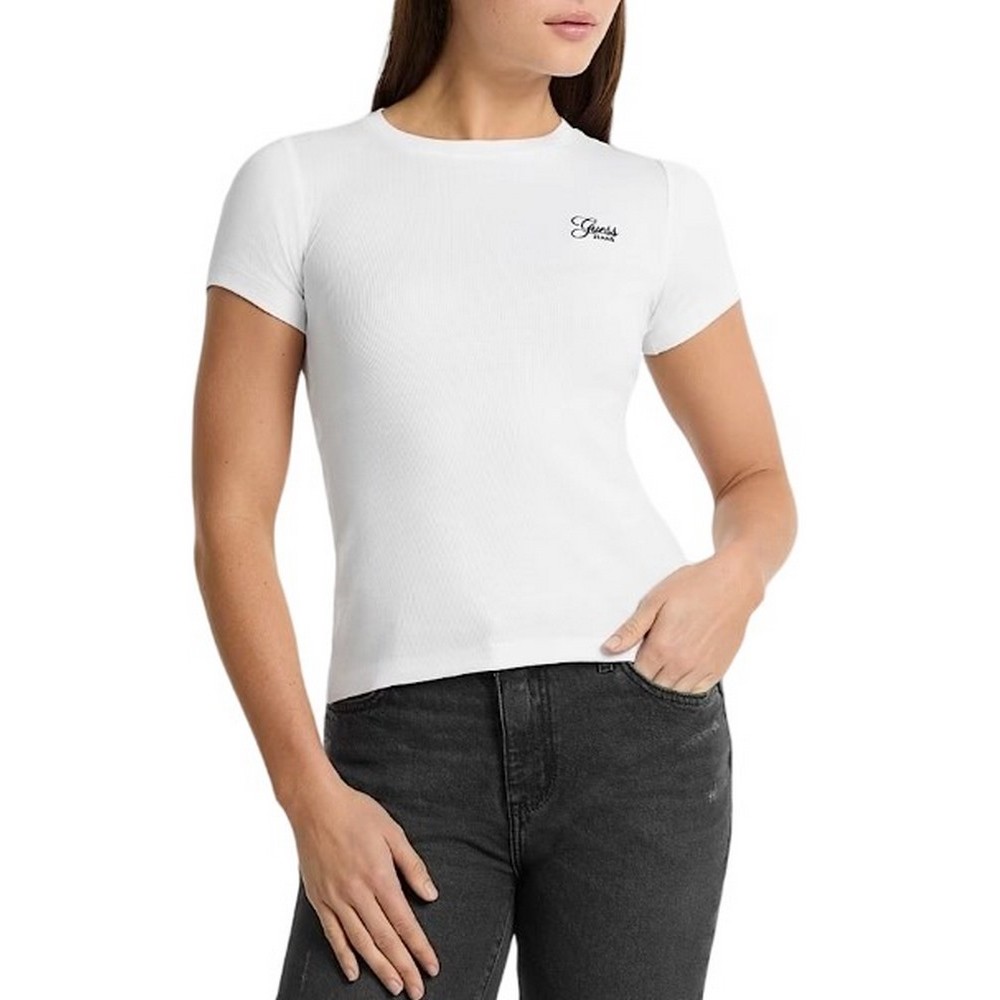 GUESS JEANS  CN EMBRO SLIM ΜΠΛΟΥΖΑ ΓΥΝΑΙΚΕΙΑ WHITE
