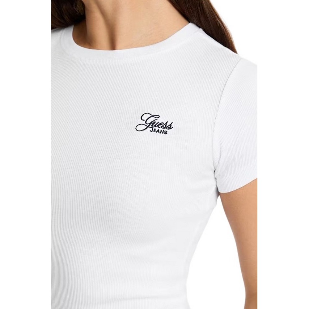 GUESS JEANS  CN EMBRO SLIM ΜΠΛΟΥΖΑ ΓΥΝΑΙΚΕΙΑ WHITE