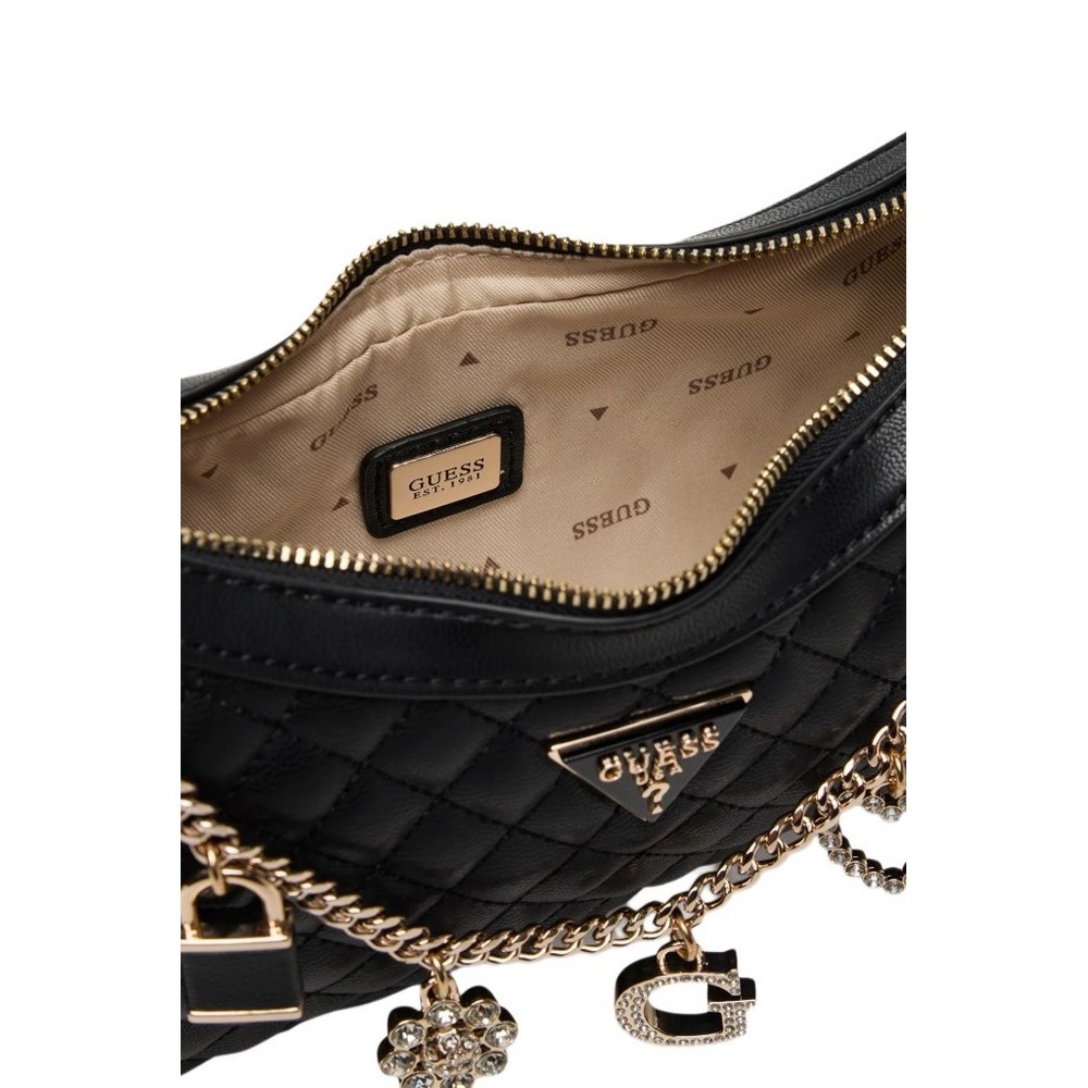 GUESS EVERLEE TOP ZIP SHOULDER BAG ΤΣΑΝΤΑ ΓΥΝΑΙΚΕΙΑ BLACK