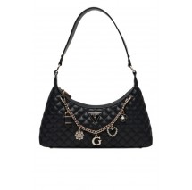 GUESS EVERLEE TOP ZIP SHOULDER BAG ΤΣΑΝΤΑ ΓΥΝΑΙΚΕΙΑ BLACK