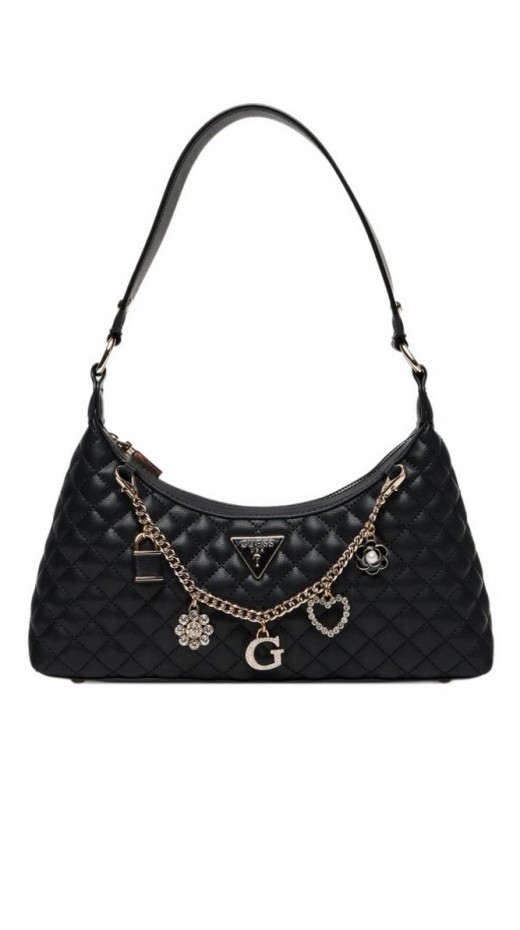 GUESS EVERLEE TOP ZIP SHOULDER BAG ΤΣΑΝΤΑ ΓΥΝΑΙΚΕΙΑ BLACK