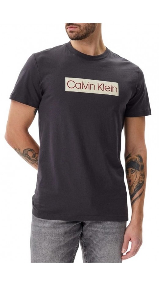 CALVIN KLEIN LABEL PRINT TEE T-SHIRT ΜΠΛΟΥΖΑ ΑΝΔΡΙΚΗ GREY