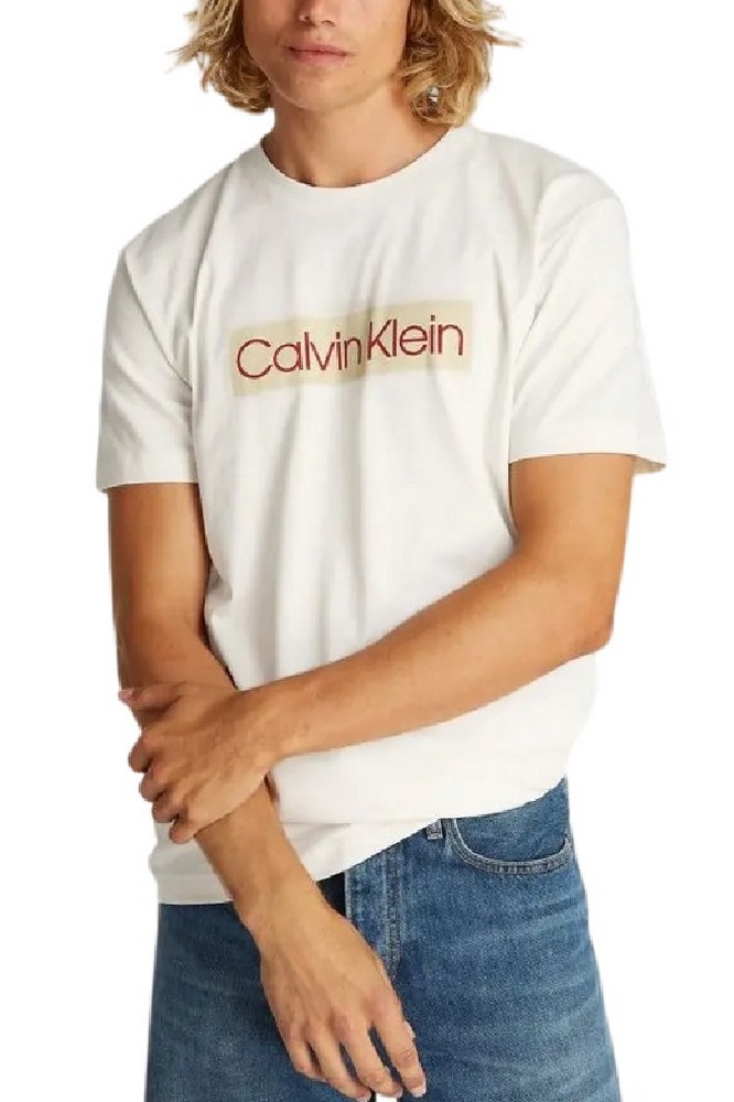 CALVIN KLEIN LABEL PRINT TEE T-SHIRT ΜΠΛΟΥΖΑ ΑΝΔΡΙΚΗ OFF WHITE