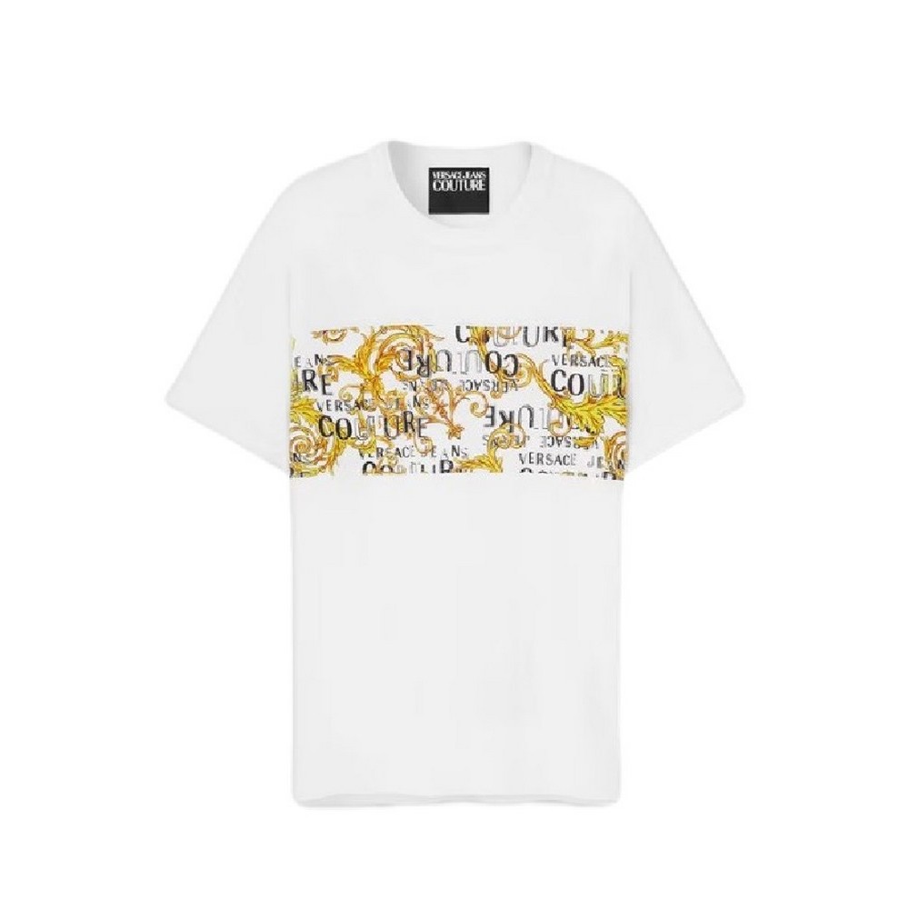 VERSACE JEANS COUTURE LOGO BAROQUE T-SHIRT ΜΠΛΟΥΖΑ ΑΝΔΡΙΚΗ WHITE