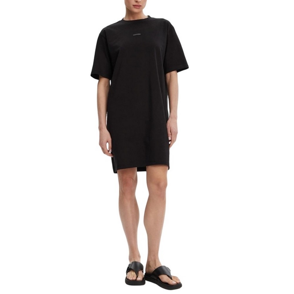 CALVIN KLEIN JEANS PLACED INST TEE DRESS ΦΟΡΕΜΑ ΓΥΝΑΙΚΕΙΟ BLACK