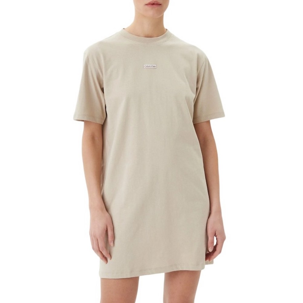 CALVIN KLEIN JEANS PLACED INST TEE DRESS ΦΟΡΕΜΑ ΓΥΝΑΙΚΕΙΟ BEIGE