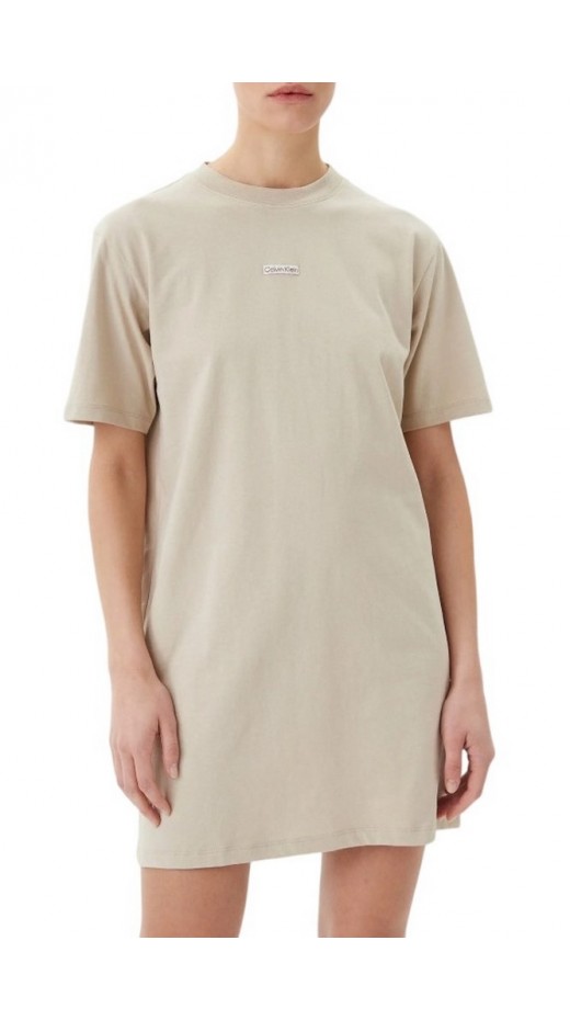 CALVIN KLEIN JEANS PLACED INST TEE DRESS ΦΟΡΕΜΑ ΓΥΝΑΙΚΕΙΟ BEIGE