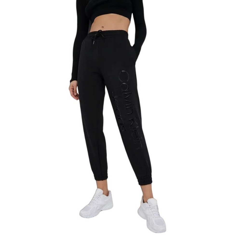 CALVIN KLEIN JEANS SHINY INSTITUTIONAL JOG PANTS ΠΑΝΤΕΛΟΝΙ ΦΟΡΜΑΣ BLACK