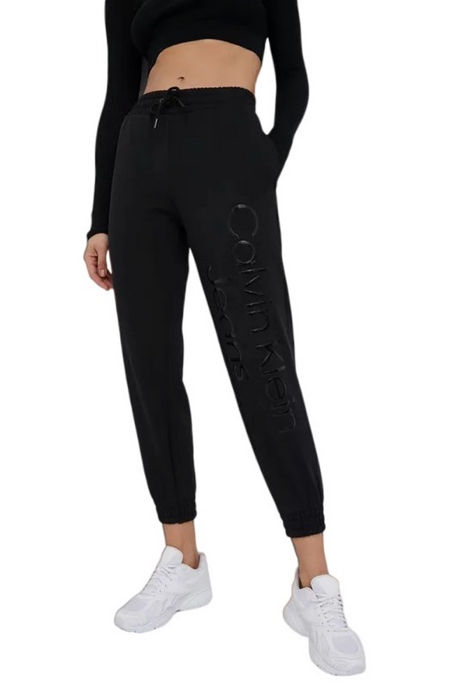 CALVIN KLEIN JEANS SHINY INSTITUTIONAL JOG PANTS ΠΑΝΤΕΛΟΝΙ ΦΟΡΜΑΣ BLACK