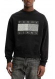 TOMMY JEANS 90S DISTRESSED FLAG CREW ΦΟΥΤΕΡ ΜΠΛΟΥΖΑ ΑΝΔΡΙΚΗ BLACK