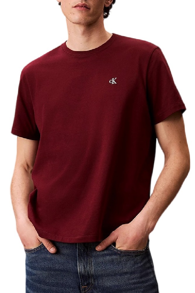 CALVIN KLEIN JEANS SS MONOGRAM 20S EASY TEE T-SHIRT ΜΠΛΟΥΖΑ ΑΝΔΡΙΚΗ BORDEAUX