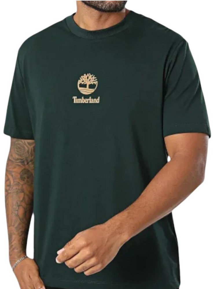 TIMBERLAND PRINT STACK LOGO SHORT T-SHIRT ΜΠΛΟΥΖΑ ΑΝΔΡΙΚΗ DARK GREEN