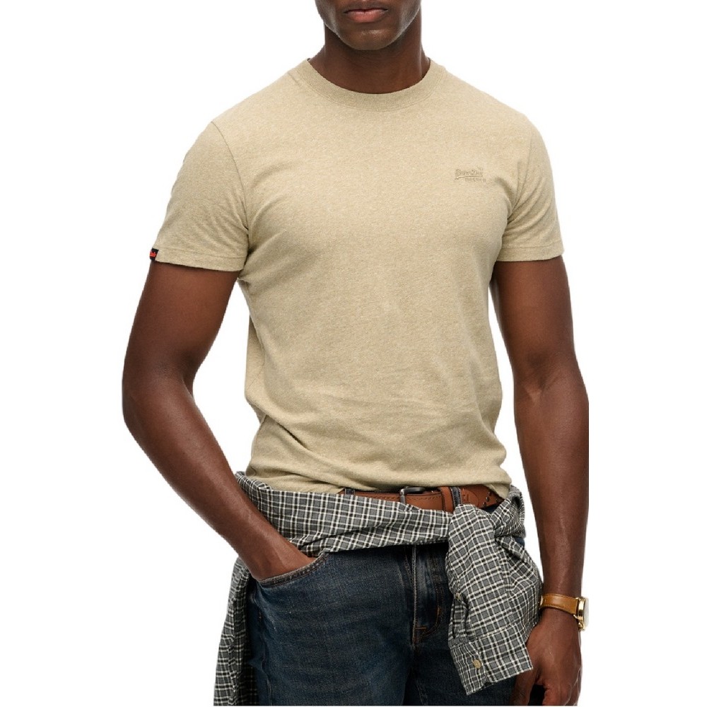 SUPERDRY ESSENTIAL LOGO EMB T-SHIRT ΜΠΛΟΥΖΑ ΑΝΔΡΙΚΗ TAN