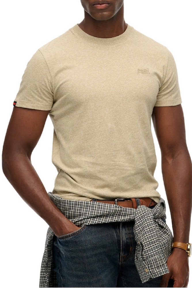 SUPERDRY ESSENTIAL LOGO EMB T-SHIRT ΜΠΛΟΥΖΑ ΑΝΔΡΙΚΗ TAN