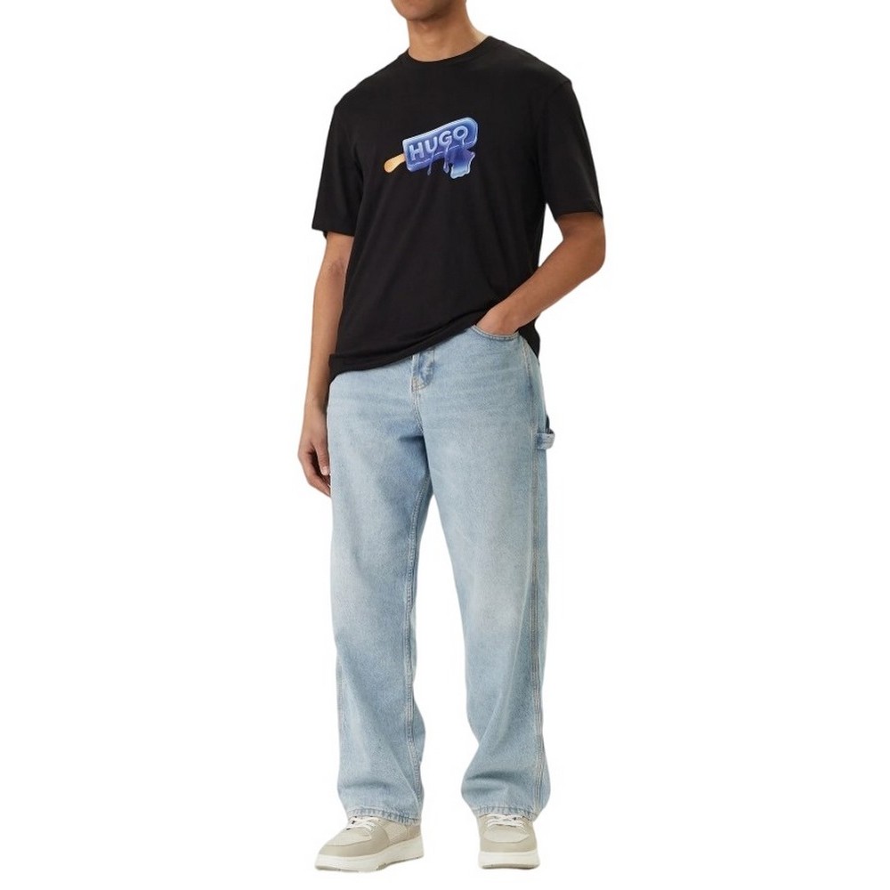 HUGO BOSS JERSEY NOGLASY T-SHIRT ΜΠΛΟΥΖΑ ΑΝΔΡΙΚΗ BLACK