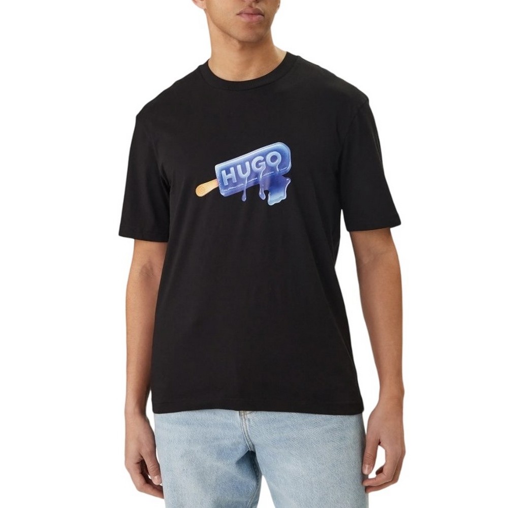 HUGO BOSS JERSEY NOGLASY T-SHIRT ΜΠΛΟΥΖΑ ΑΝΔΡΙΚΗ BLACK