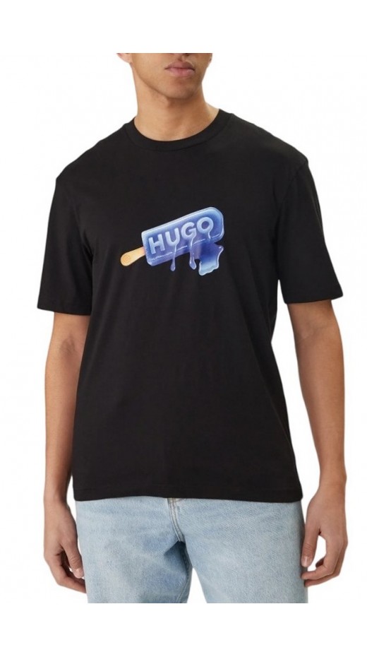 HUGO BOSS JERSEY NOGLASY T-SHIRT ΜΠΛΟΥΖΑ ΑΝΔΡΙΚΗ BLACK