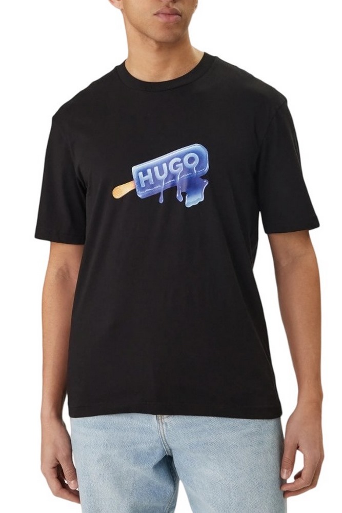 HUGO BOSS JERSEY NOGLASY T-SHIRT ΜΠΛΟΥΖΑ ΑΝΔΡΙΚΗ BLACK