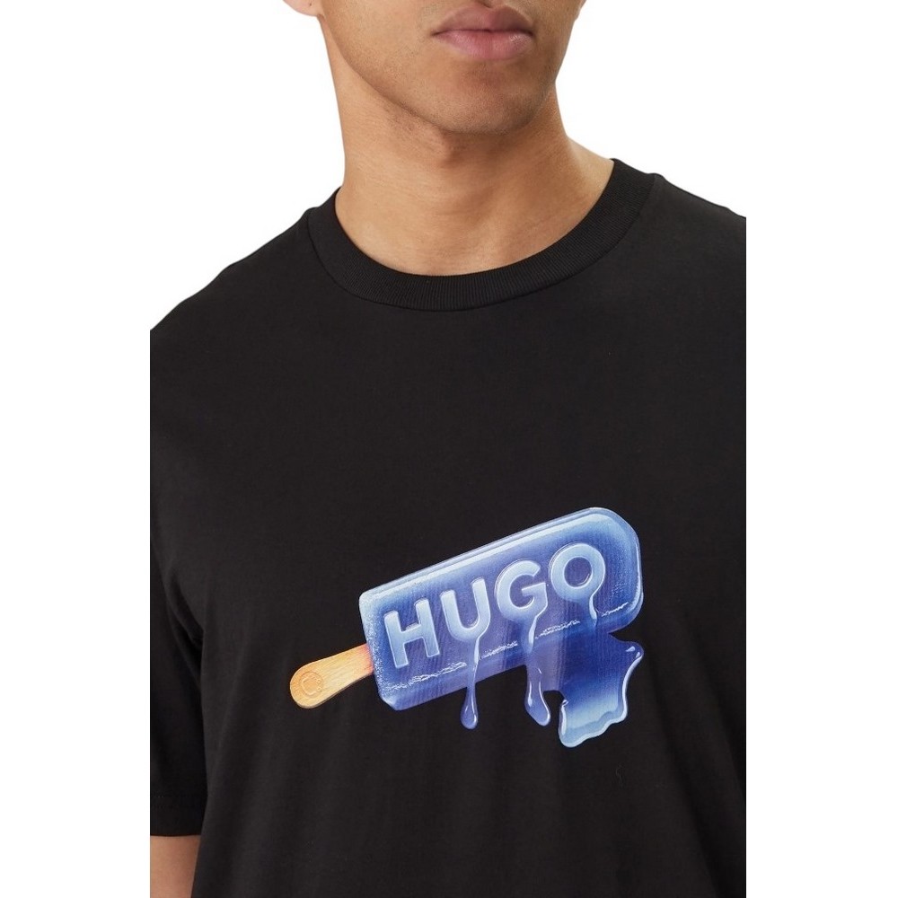 HUGO BOSS JERSEY NOGLASY T-SHIRT ΜΠΛΟΥΖΑ ΑΝΔΡΙΚΗ BLACK
