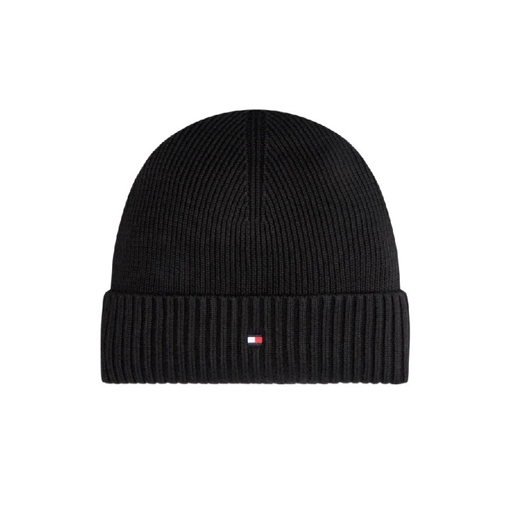 TOMMY HILFIGER FLAG PIMA COTTON BEANIE ΣΚΟΥΦΟΣ ΑΝΔΡΙΚΟΣ BLACK