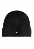 TOMMY HILFIGER FLAG PIMA COTTON BEANIE ΣΚΟΥΦΟΣ ΑΝΔΡΙΚΟΣ BLACK