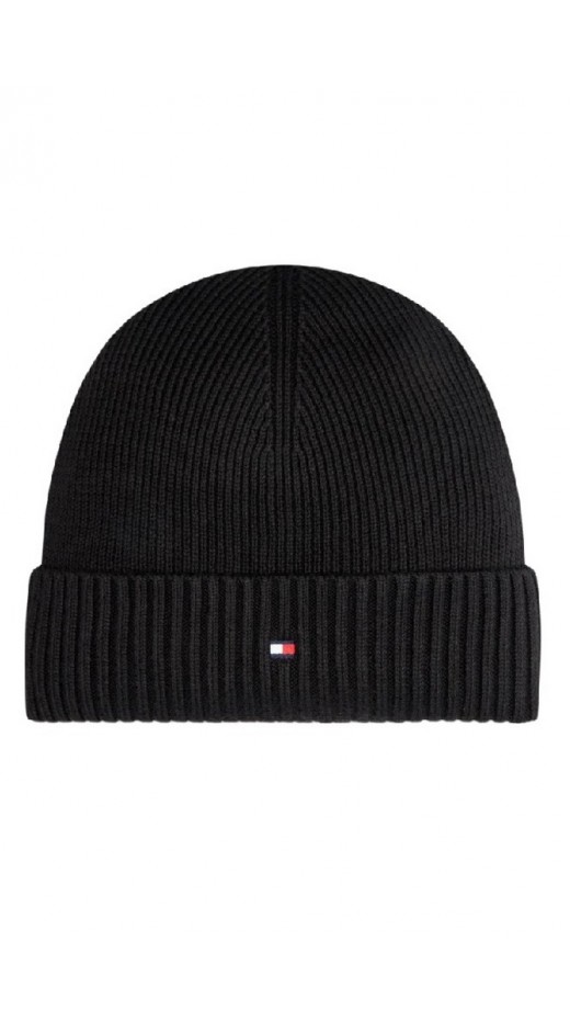 TOMMY HILFIGER FLAG PIMA COTTON BEANIE ΣΚΟΥΦΟΣ ΑΝΔΡΙΚΟΣ BLACK