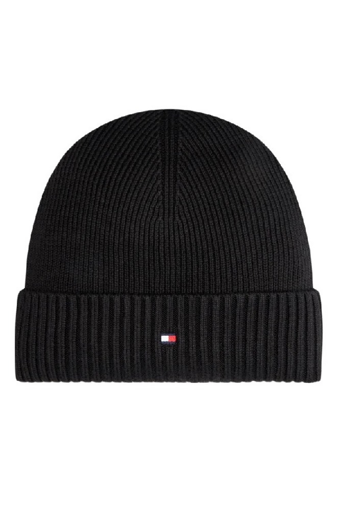TOMMY HILFIGER FLAG PIMA COTTON BEANIE ΣΚΟΥΦΟΣ ΑΝΔΡΙΚΟΣ BLACK
