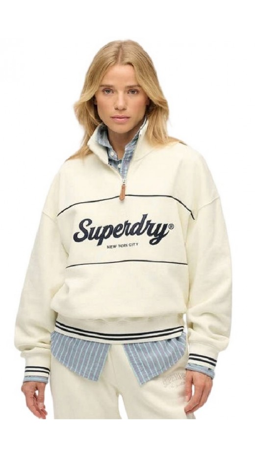 SUPERDRY D2 SDSW COUNTRY CLUB LOOSE 1/4 ZIP ΜΠΛΟΥΖΑ ΦΟΥΤΕΡ ΓΥΝΑΙΚΕΙΟ OFF WHITE
