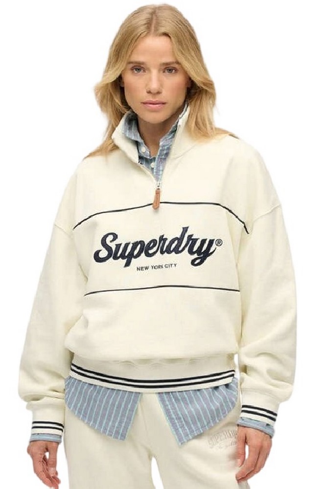 SUPERDRY D2 SDSW COUNTRY CLUB LOOSE 1/4 ZIP ΜΠΛΟΥΖΑ ΦΟΥΤΕΡ ΓΥΝΑΙΚΕΙΟ OFF WHITE