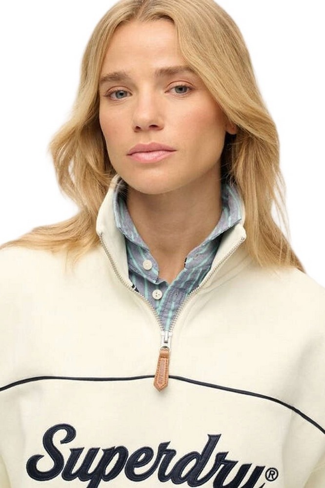 SUPERDRY D2 SDSW COUNTRY CLUB LOOSE 1/4 ZIP ΜΠΛΟΥΖΑ ΦΟΥΤΕΡ ΓΥΝΑΙΚΕΙΟ OFF WHITE