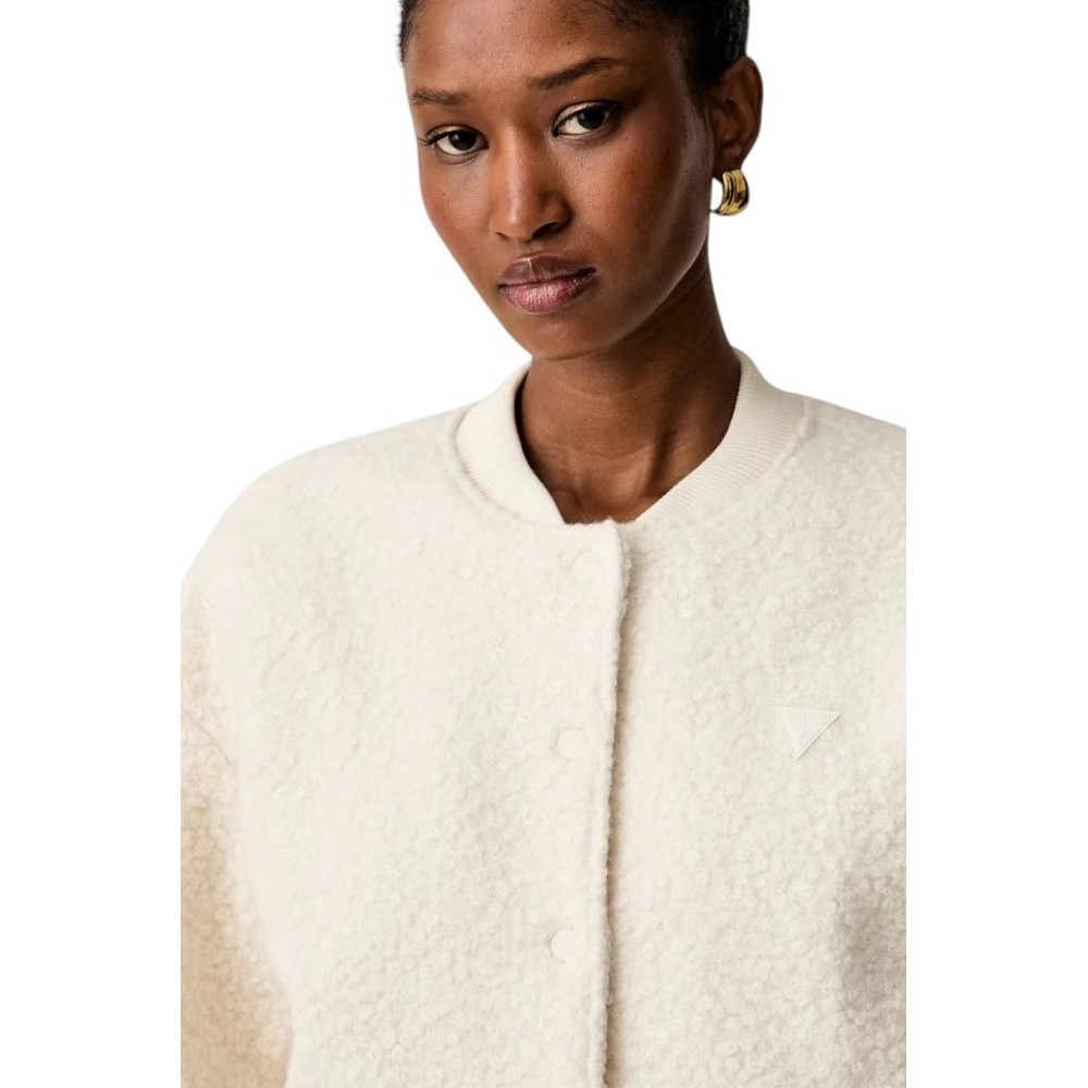 GUESS AZHA SHERPA BOMBER ΜΠΟΥΦΑΝ ΓΥΝΑΙΚΕΙΟ ECRU