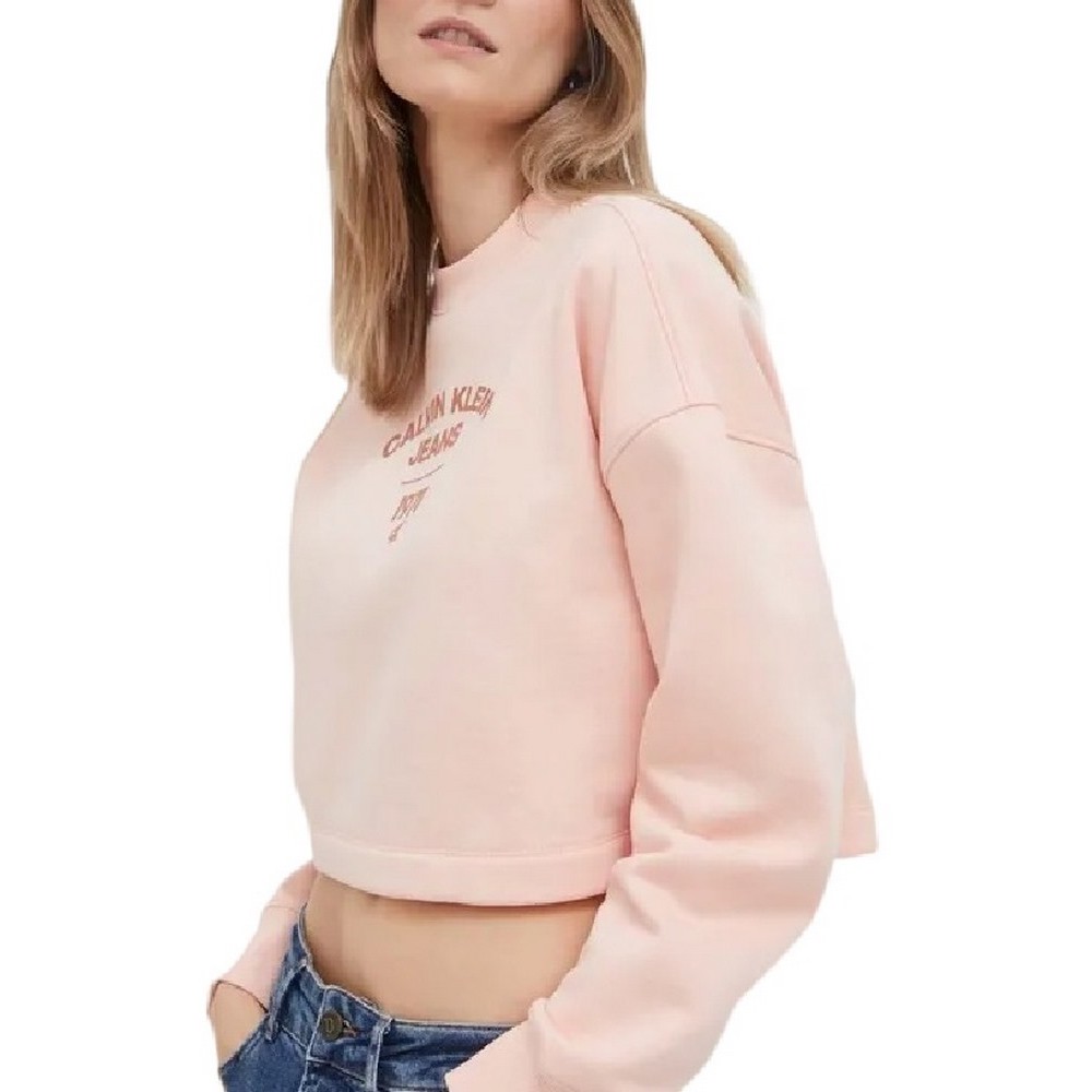 CALVIN KLEIN JEANS VARSITY LOGO CREWNECK ΜΠΛΟΥΖΑ ΦΟΥΤΕΡ ΓΥΝΑΙΚΕΙΑ PINK