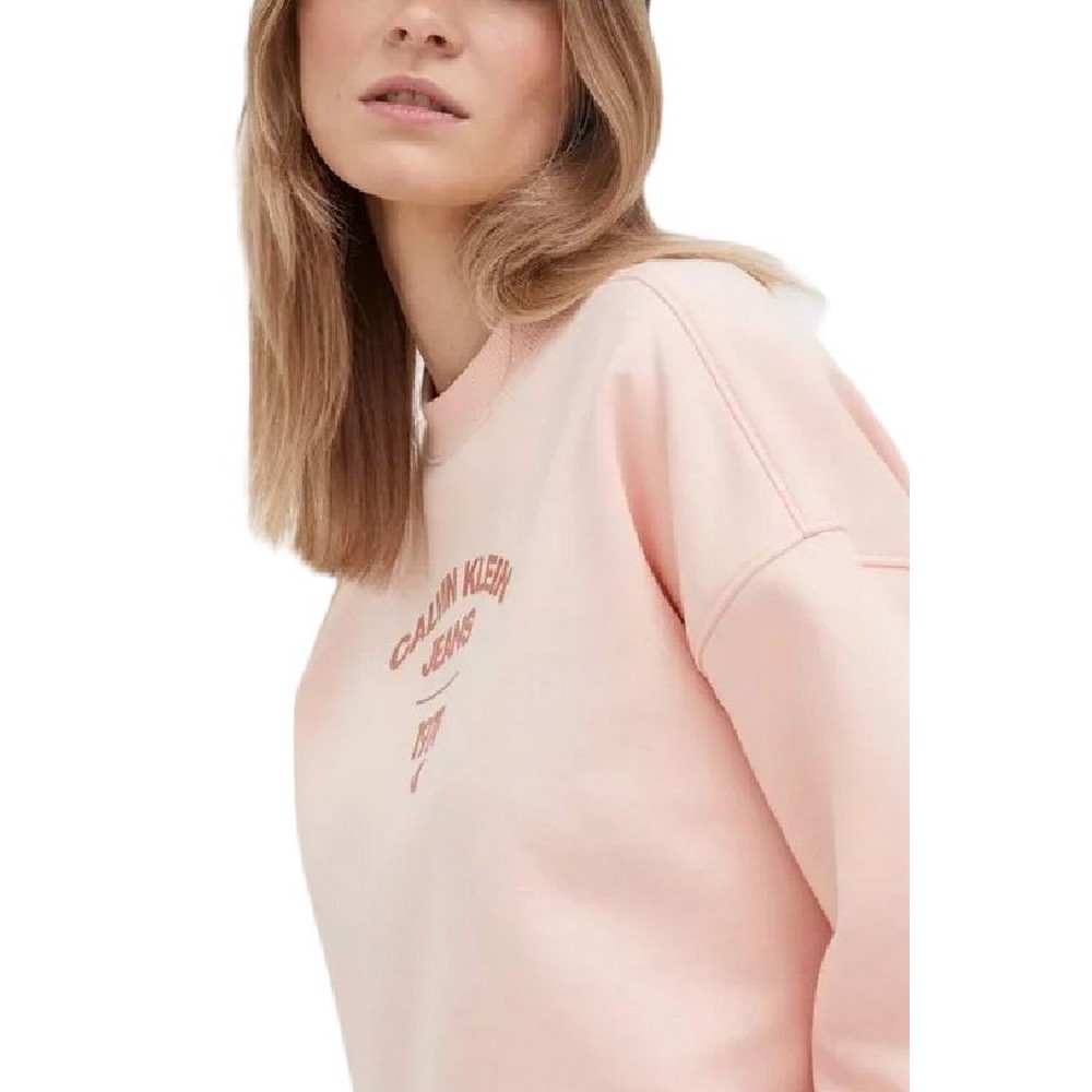 CALVIN KLEIN JEANS VARSITY LOGO CREWNECK ΜΠΛΟΥΖΑ ΦΟΥΤΕΡ ΓΥΝΑΙΚΕΙΑ PINK
