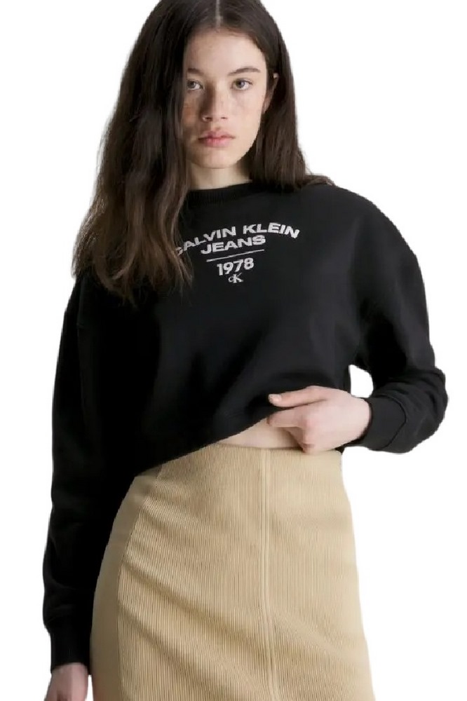 CALVIN KLEIN JEANS VARSITY LOGO CREWNECK ΜΠΛΟΥΖΑ ΦΟΥΤΕΡ ΓΥΝΑΙΚΕΙΑ BLACK