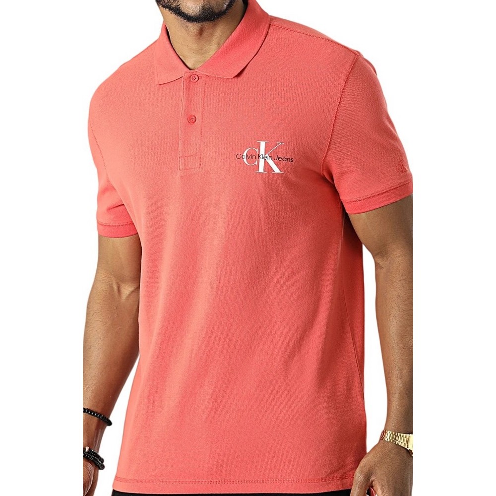 CALVIN KLEIN JEANS MONOGRAM LOGO POLO ΜΠΛΟΥΖΑ POLO ΑΝΔΡΙΚΗ ORANGE